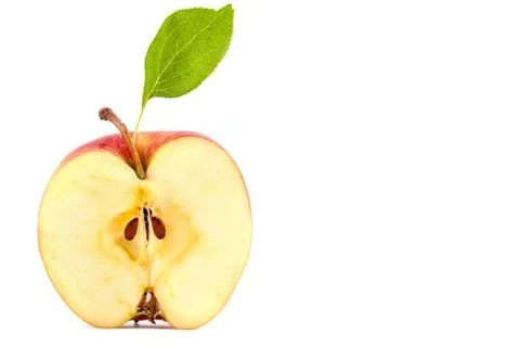 Red Apple with leaf isolated on white background Stock Photos