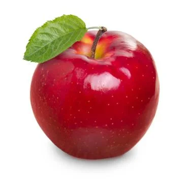 Red apple with leaf Stock Photos