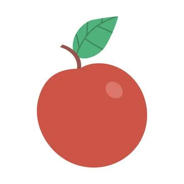 Red apple with leaf on a white background Stock Illustration