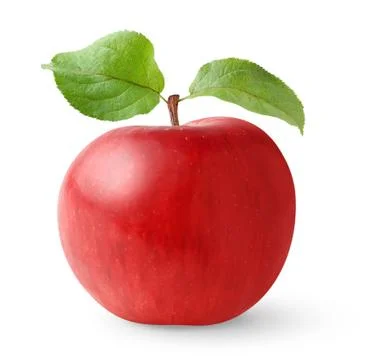 Red apple with leaves Stock Photos