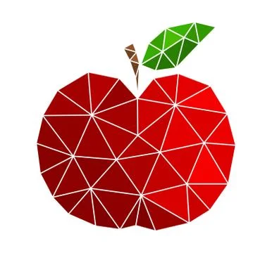 Red apple, low poly geometric shape icon. Vector illustration Illustrazione stock