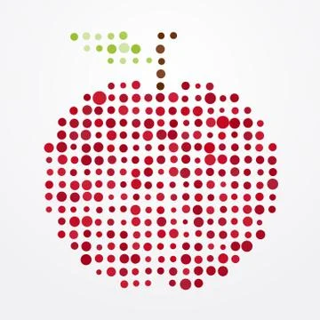 Red apple made up of small polka dots Illustrazione stock