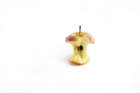 Red apple with missing a bite isolated on white background Stock Photos