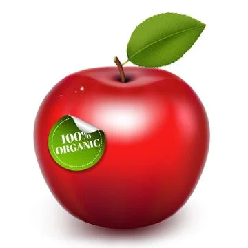 Red Apple With Organic Label Illustrazione stock