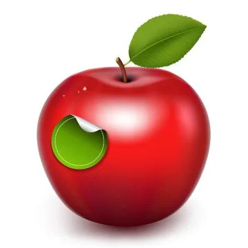 Red Apple With Organic Label Stock Illustration