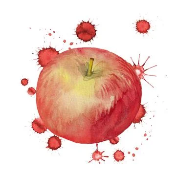 Red apple with paint blots Stock Illustration
