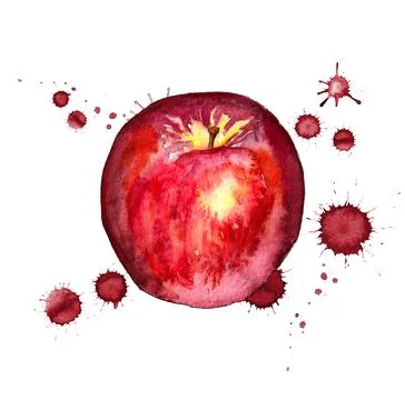 Red apple with paint blots Stock Illustration