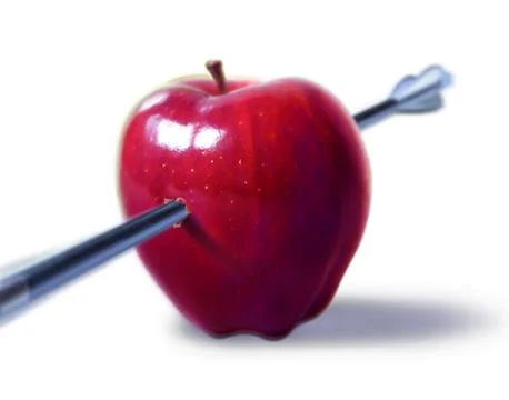 Red apple pierced by an arrow. Stock Illustration