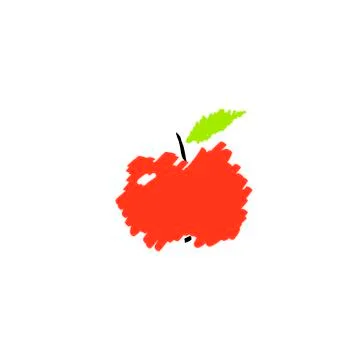 Red Apple poster, abstract fruit. Simple naive design. Artistic drawing - Vec Stock Illustration