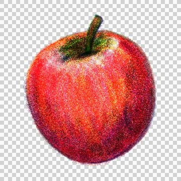 Red apple risograph retro illustration Stock Illustration