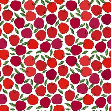Red Apple Seamless Endless Pattern. Red Apple Fruit. Home Brew. Autumn or Fal 库存插图