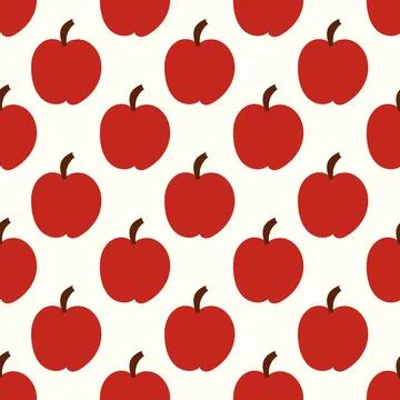 Red Apple seamless pattern. Eco farming fruit. Harvesting background Stock Illustration