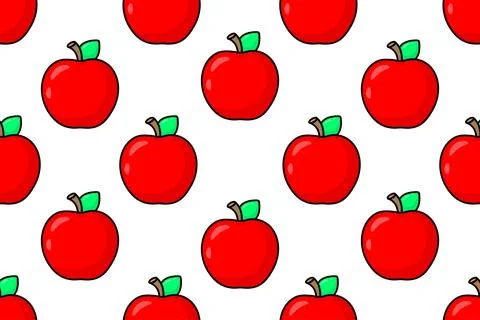 Red apple, seamless pattern in flat style Stock Illustration