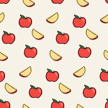 Red apple seamless pattern Gift Wrap background wallpaper Stock Illustration