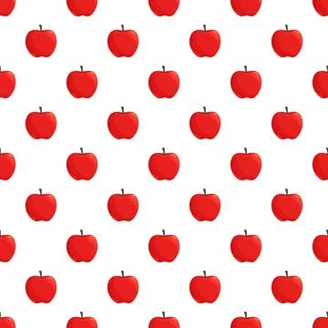 Red apple seamless repeating pattern on white background Stock Illustration