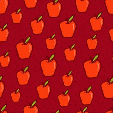 Red apple seamless vector background Иллюстрация