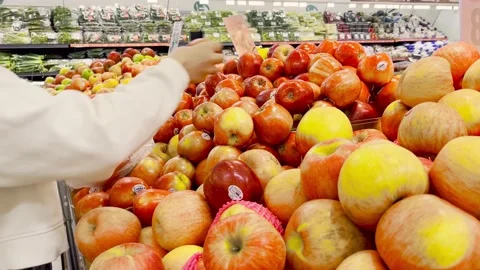 Red Apple Selection At Supermarket Stock Footage 197487758