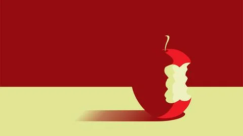 Red apple with shade on red background stock vector 스톡 일러스트