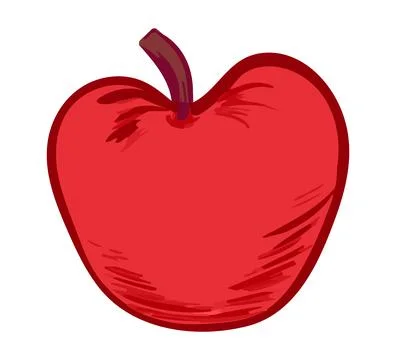 Red apple sketch isolated on white background. Hand drawn paint ripe fruit Stock Illustration