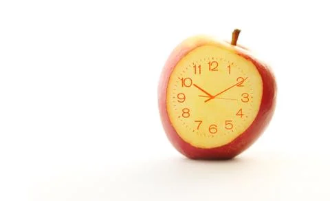Red apple slice clock idea concept Stock Illustration