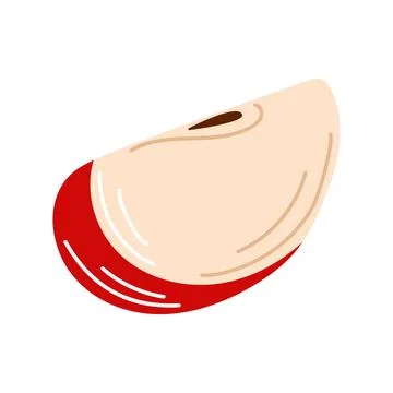 Red apple slice in flat style with seed isolated on white background. Perfect Stock Illustration