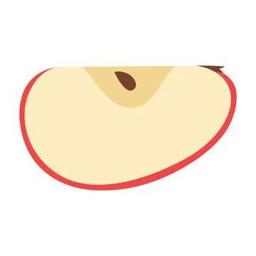 Red apple slice Hand drawn trendy flat style on white background Illustrazione stock