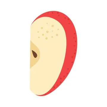 Red apple slice Hand drawn trendy flat style on white background Illustrazione stock