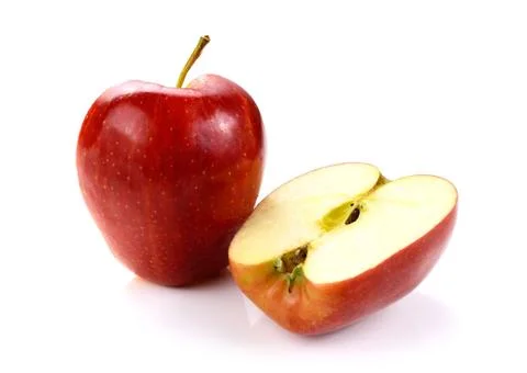 Red apple with slice isolated on white background Stock Photos