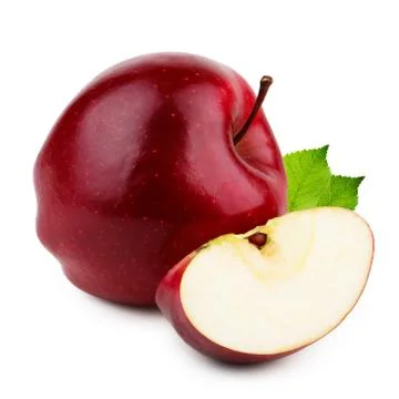 Red apple with slice isolated on white background Stock Photos