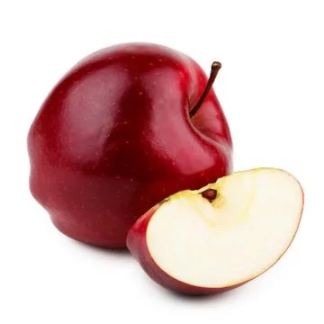 Red apple with slice isolated on white background Stock Photos