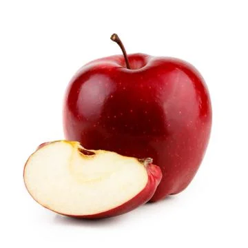 Red apple with slice isolated on white background Stock Photos
