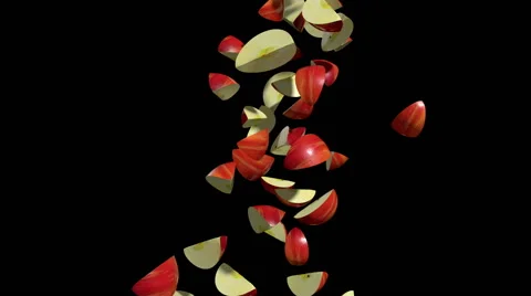 Red Apple Slices Cascade Stock Footage 43352886