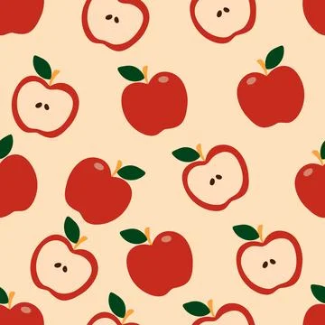 Red Apple Slices pattern. Vector illustration Stock Illustration