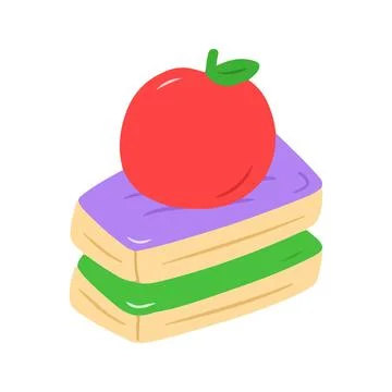 Red Apple on Stack of Books or Blocks Illustration Stock Illustration