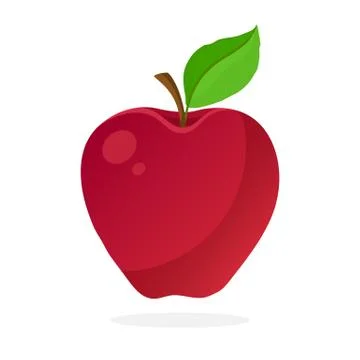 Red apple with stem and leaf Stock Illustration