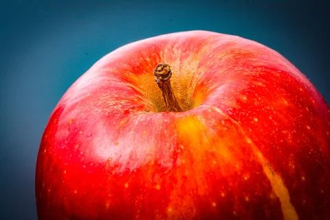 Red Apple Stem Close Up with dark background Foto stock