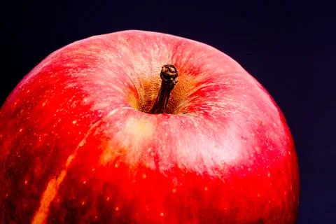 Red Apple Stem Close Up with dark background Foto stock