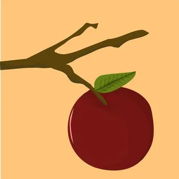 Red Apple on a Stem Vector Illustration Stock Illustration