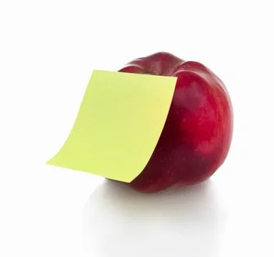 Red apple with stiker note Stock Photos