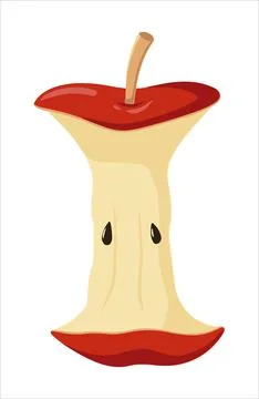 Red apple stump icon. Flat illustration of apple stump vector Stock Illustration