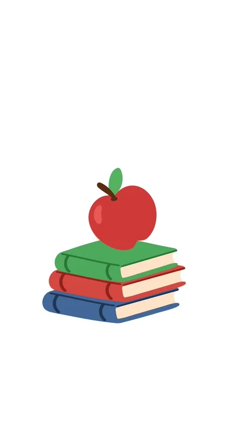 Red apple swaying on books Stock Footage 334572450
