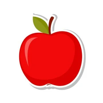 Red apple. Sweet fruit. Isolated fruit on white background. Vector illustration. Stock Illustration