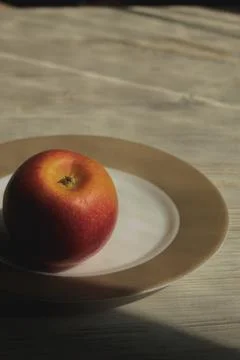 Red apple on the table fruit Stock Photos