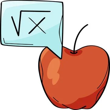 Red Apple Talking About Formulas Illustration - Edutainment &amp; Math** Stock Illustration