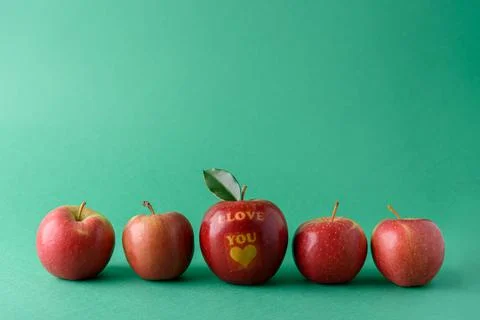 Red apple with text I Love You Stock Photos