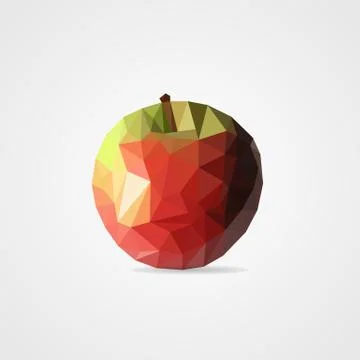 Red apple from triangles. Logo concept. Stock Illustration