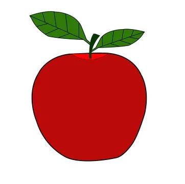 Red Apple with two leaf Stock Illustration