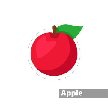 Red apple vector flat illustration icon Stock Illustration