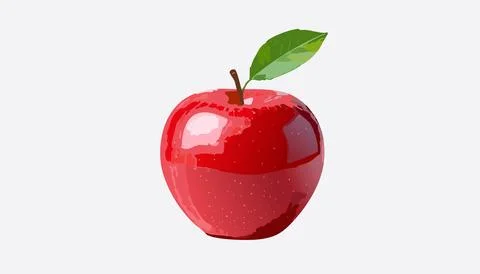 Red apple vector with green leaf and reflection effects. Clean composition .. 스톡 일러스트