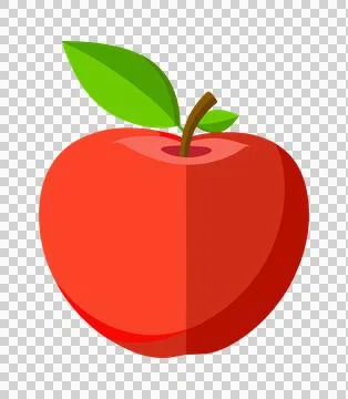 Red apple vector, red apple with green leaf isolated on white background Ilustração Stock